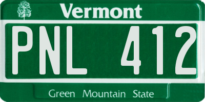 VT license plate PNL412