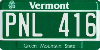 VT license plate PNL416