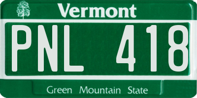 VT license plate PNL418