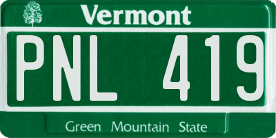 VT license plate PNL419