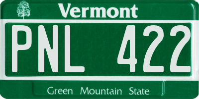 VT license plate PNL422