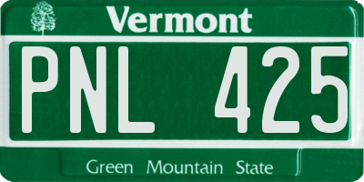 VT license plate PNL425
