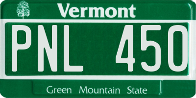 VT license plate PNL450