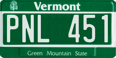 VT license plate PNL451