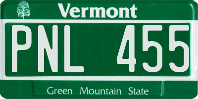 VT license plate PNL455