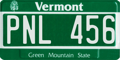 VT license plate PNL456