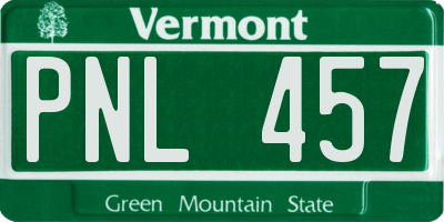 VT license plate PNL457