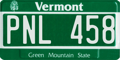 VT license plate PNL458