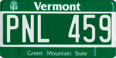 VT license plate PNL459