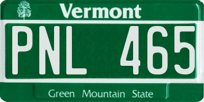 VT license plate PNL465