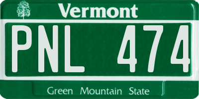 VT license plate PNL474