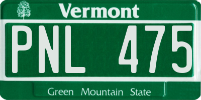 VT license plate PNL475