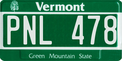 VT license plate PNL478