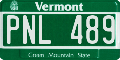 VT license plate PNL489