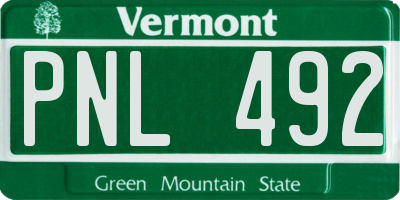 VT license plate PNL492