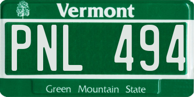 VT license plate PNL494