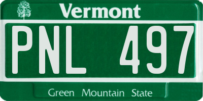 VT license plate PNL497