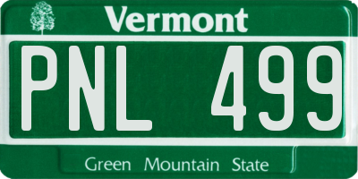 VT license plate PNL499