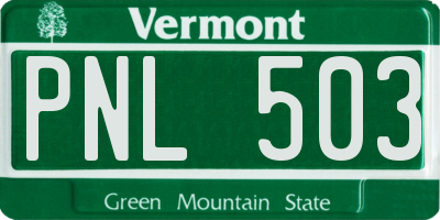 VT license plate PNL503