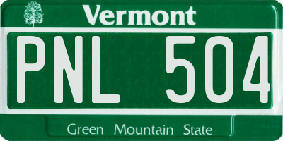 VT license plate PNL504
