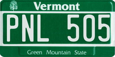 VT license plate PNL505