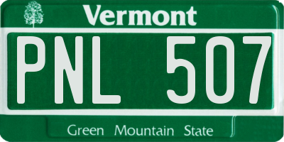 VT license plate PNL507