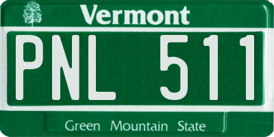 VT license plate PNL511