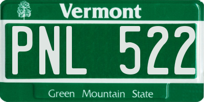 VT license plate PNL522