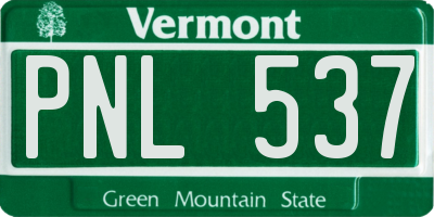 VT license plate PNL537