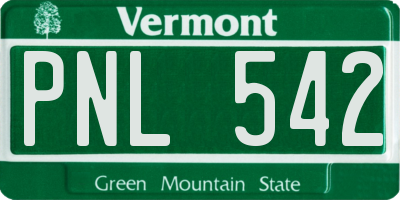 VT license plate PNL542