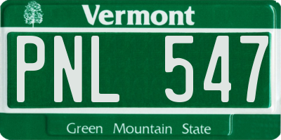 VT license plate PNL547