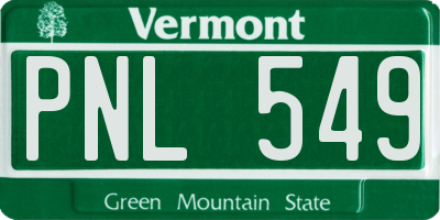VT license plate PNL549