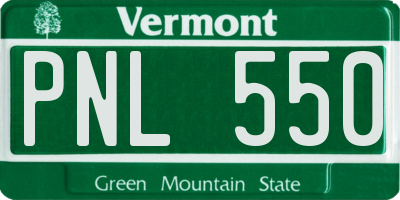 VT license plate PNL550