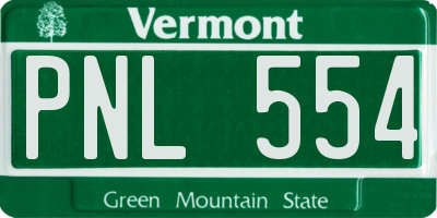 VT license plate PNL554