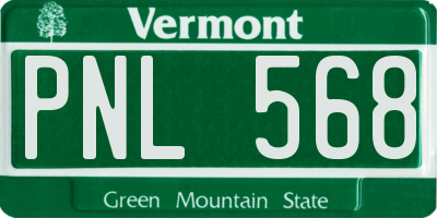 VT license plate PNL568