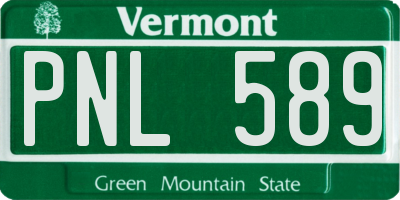 VT license plate PNL589