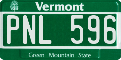 VT license plate PNL596