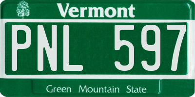 VT license plate PNL597