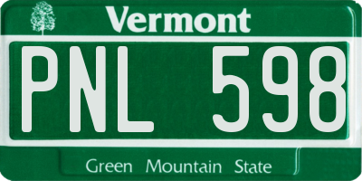 VT license plate PNL598
