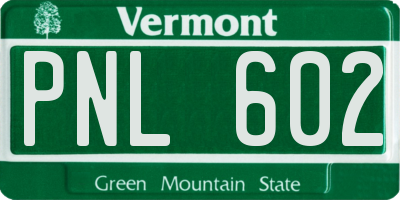 VT license plate PNL602