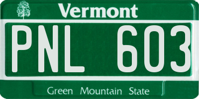 VT license plate PNL603