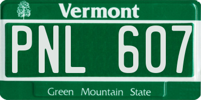 VT license plate PNL607