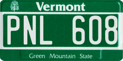 VT license plate PNL608