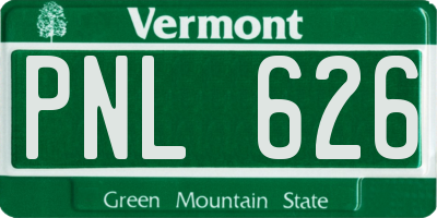 VT license plate PNL626