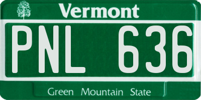 VT license plate PNL636