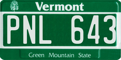 VT license plate PNL643