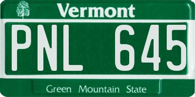 VT license plate PNL645