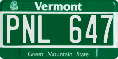 VT license plate PNL647