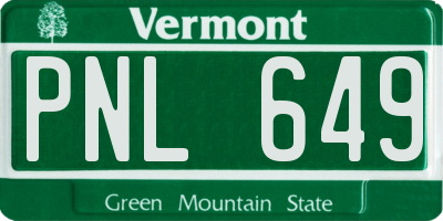 VT license plate PNL649