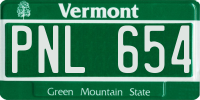 VT license plate PNL654